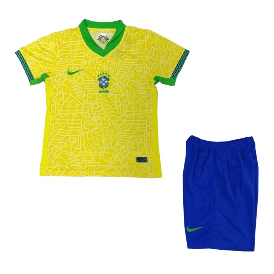 Kid's Brazil Home Jersey+Shorts Copa America 2024 Kid's Brazil Home Jersey+Shorts Copa America 2024