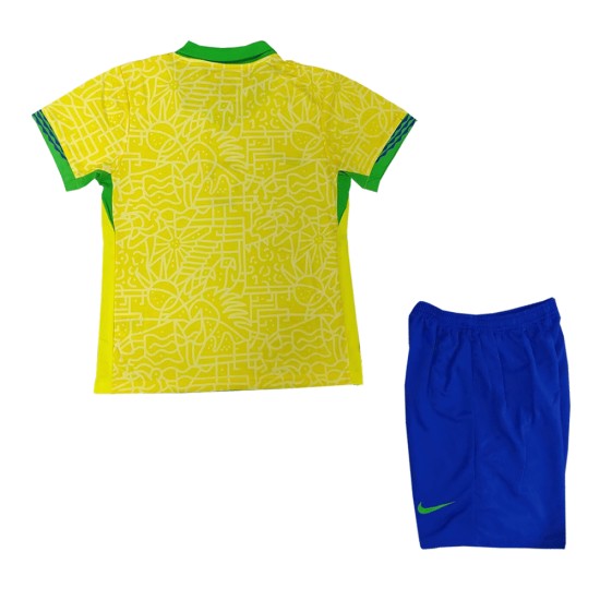 Kid's Brazil Home Jersey+Shorts Copa America 2024 Kid's Brazil Home Jersey+Shorts Copa America 2024