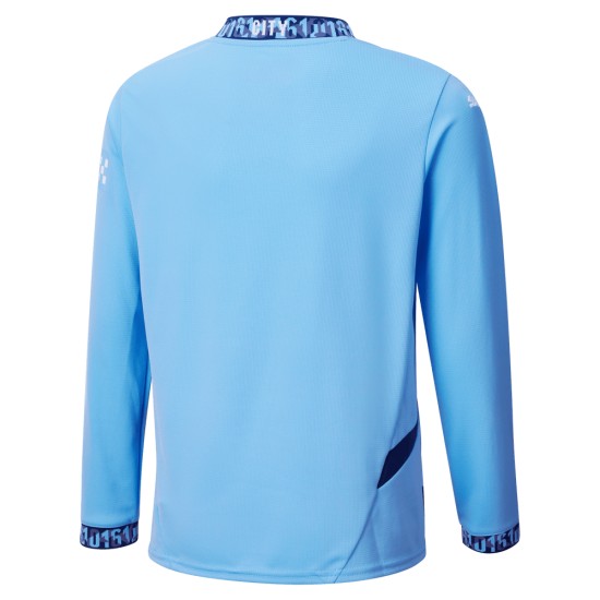 Kid's Manchester City 2024/25 Home Long Sleeved Shirt Kid's Manchester City 2024/25 Home Long Sleeved Shirt