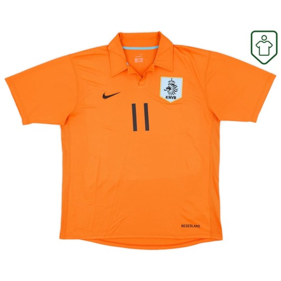 Men's Netherlands 2006/08 Home Retro Shirt Robben #11