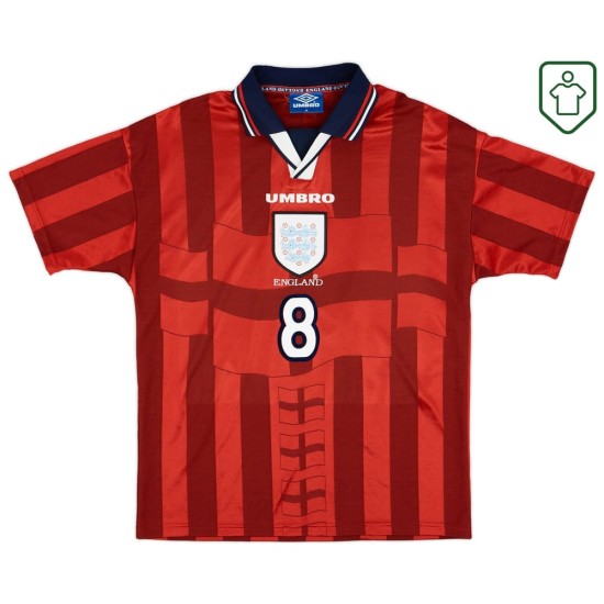 Men's England 1997/99 Away Retro Shirt Gascoigne #8 Men's England 1997/99 Away Retro Shirt Gascoigne #8