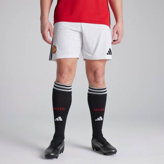 Kid's Manchester United 2025/26 Home Shorts - White Kid's Manchester United 2025/26 Home Shorts - White