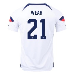 Timothy Weah #21 USMNT Home Jersey World Cup 2022