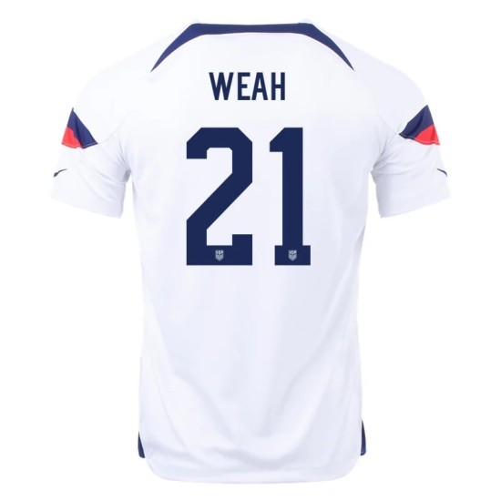 Timothy Weah #21 USMNT Home Jersey World Cup 2022