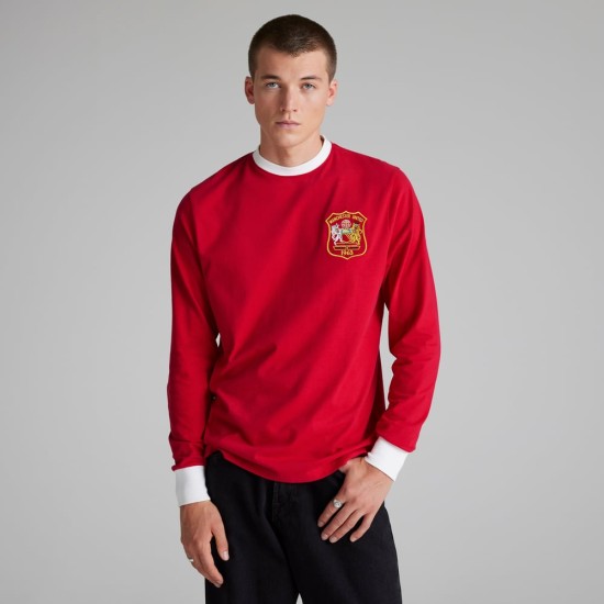 Kid's Manchester United 1963 Retro FA Cup Final Long Sleeve Shirt Kid's Manchester United 1963 Retro FA Cup Final Long Sleeve Shirt