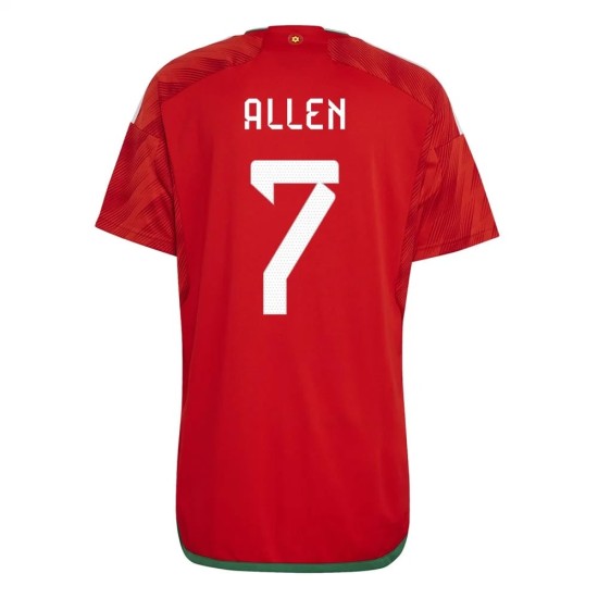 Joe Allen #7 Wales Home Jersey World Cup 2022 Joe Allen #7 Wales Home Jersey World Cup 2022