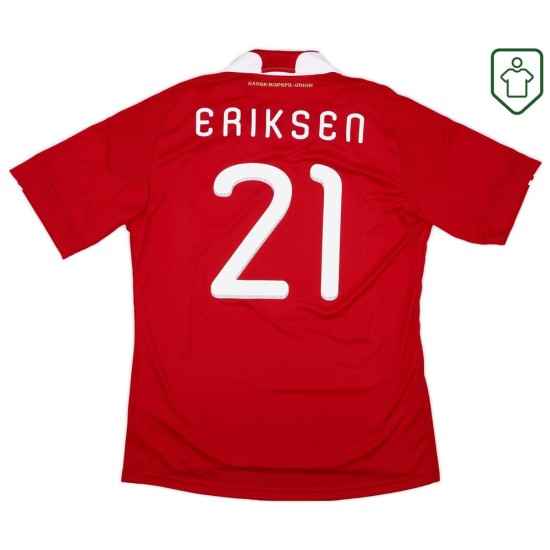 Men's Denmark 2010/11 Home Retro Shirt Eriksen #21 Men's Denmark 2010/11 Home Retro Shirt Eriksen #21