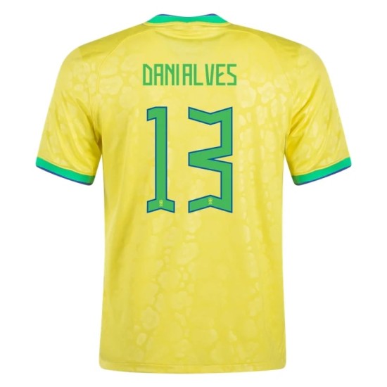 Dani Alves #13 Brazil Home Jersey World Cup 2022