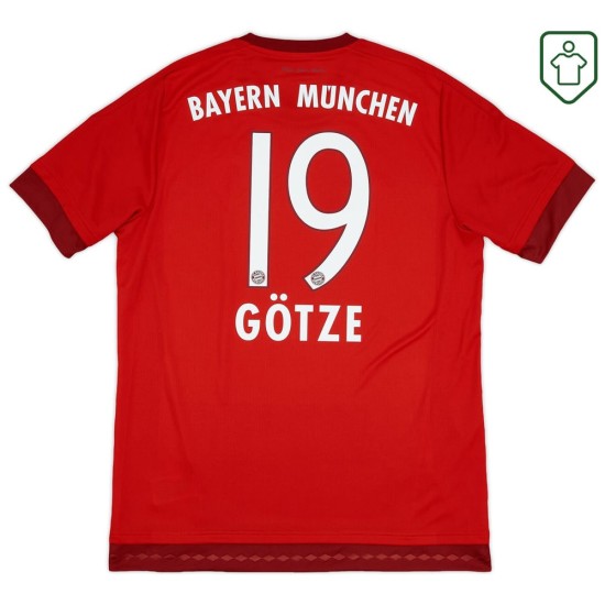Men's Bayern Munich 2015/16 Home Retro Shirt Götze #19 Men's Bayern Munich 2015/16 Home Retro Shirt Götze #19