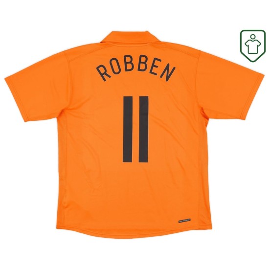 Men's Netherlands 2006/08 Home Retro Shirt Robben #11