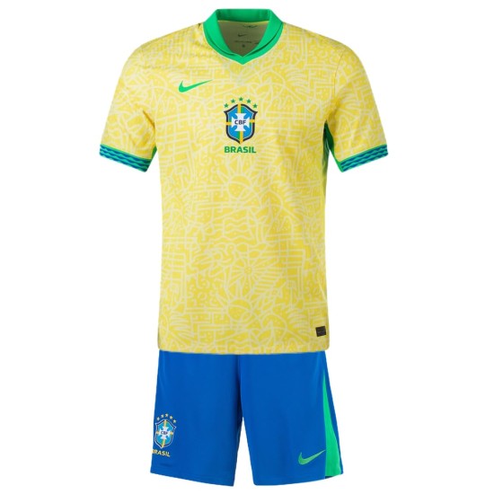 Kid's Brazil Home Jersey+Shorts Copa America 2024 Kid's Brazil Home Jersey+Shorts Copa America 2024