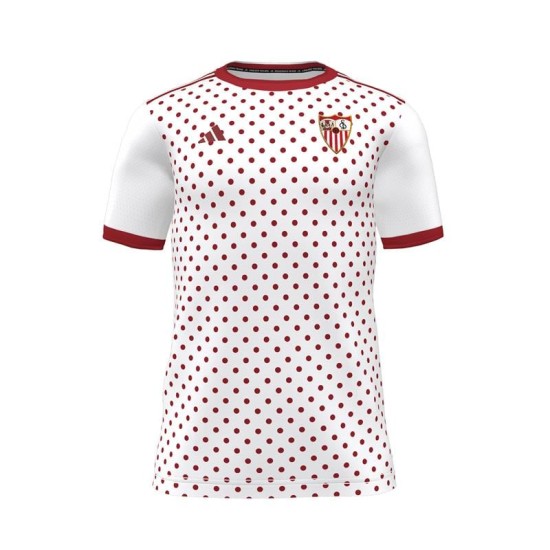 Kid's Sevilla FC 2025/26 Third Pre Match Shirt - White Kid's Sevilla FC 2025/26 Third Pre Match Shirt - White