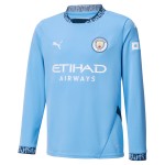 Kid's Manchester City 2024/25 Home Long Sleeved Shirt Kid's Manchester City 2024/25 Home Long Sleeved Shirt