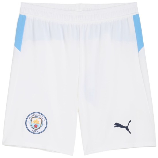 Kid's Manchester City 2025/26 Home Shorts - White Kid's Manchester City 2025/26 Home Shorts - White