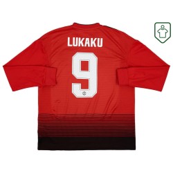 Men's Manchester United 2018/19 Home Retro Long Sleeve Shirt Lukaku #9
