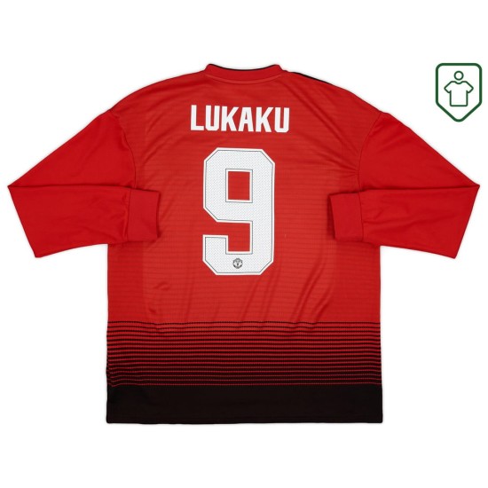 Men's Manchester United 2018/19 Home Retro Long Sleeve Shirt Lukaku #9 Men's Manchester United 2018/19 Home Retro Long Sleeve Shirt Lukaku #9